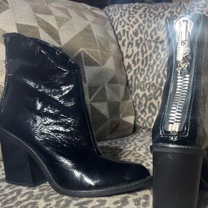 Diesel Ozys patent leather ankle boots black chunky women’s booties 39 (8.5)